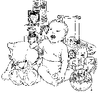 baby with lots of stuff